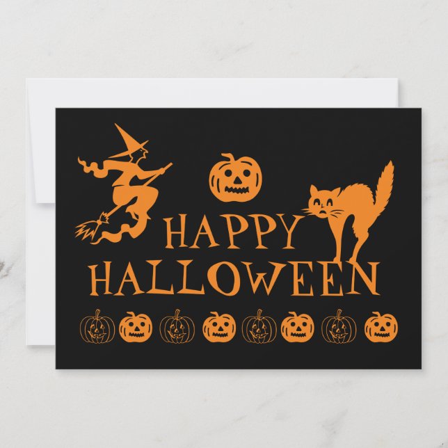 Feliz convite à tona negra de Halloween (Frente)