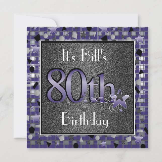 Feliz Convite de aniversário De 80 Para Ele (Frente)