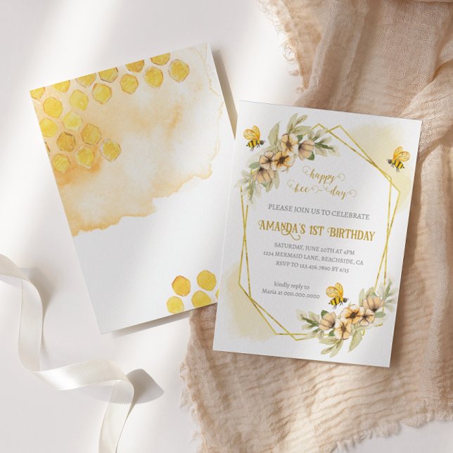 Feliz Convite de Aniversário para Cores Aquáticas (Criador carregado)