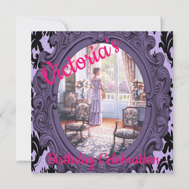 Feliz Convite de Aniversário para Victoria (Frente)