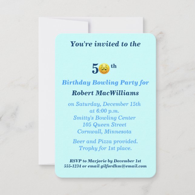 Feliz Convite de festas de Rosto do 50º aniversári (Frente)