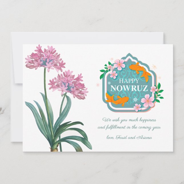 Feliz Convite Nowruz Vintage Lily Pink (Frente)