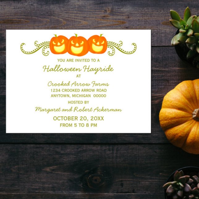 Feliz convite para a festa do dia das bruxas (Happy Pumpkin Swirls Halloween Party Invitation)