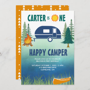 Feliz Convite para Aniversário para Meninos Camper