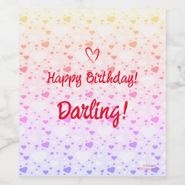 Feliz Coração Moderno Personaliza Etiqueta de Vinh (Rótulo Único)