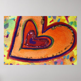 Feliz Coração Pintura Poster Impressão