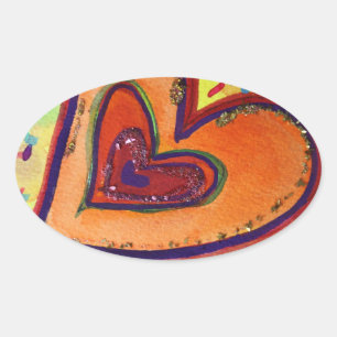 Feliz Corações Brilhantes Adoram Etiquetas de Ar