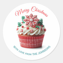 Feliz Cupcake de Natal com amoroso adesivo