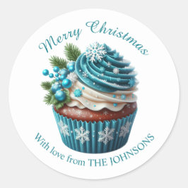 Feliz Cupcake de Natal com amoroso adesivo