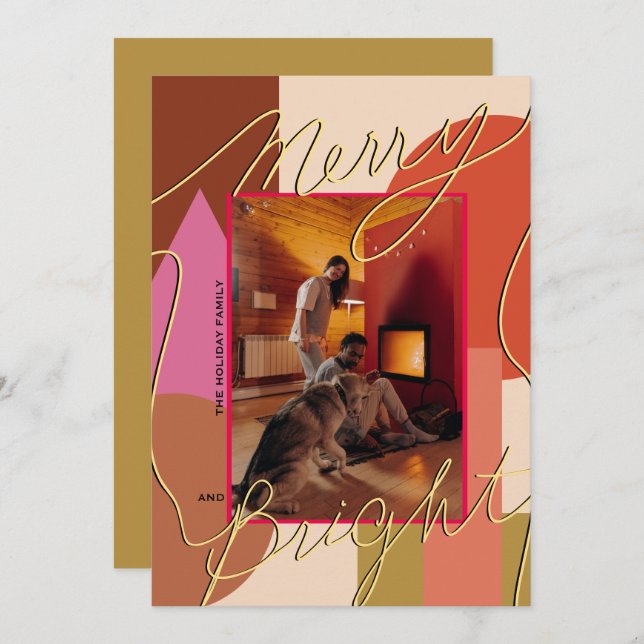 Feliz de Férias Modernas Brilha a Sua Geometria de (Frente/Verso)