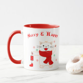 Feliz de Gato Bonito e Feliz | Caneca de Natal