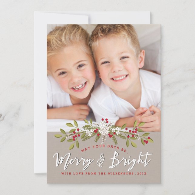 Feliz de Holiday Garland e Cartão com fotos Bright (Frente)