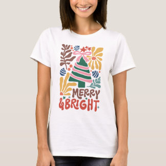 Feliz de Natal Boho e Camiseta Brilhante