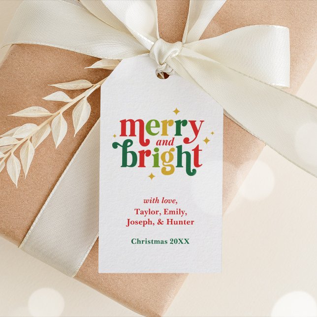 Feliz de Natal e Etiqueta de Presente da Família B (Christmas Merry and Bright Family Gift Tag)