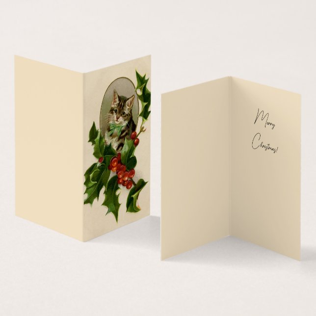 Feliz de Natal Holly Kitten Arte Antiquada (Interior e exterior)