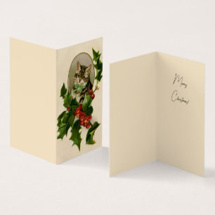 Feliz de Natal Holly Kitten Arte Antiquada