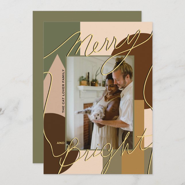 Feliz de Natal Moderno Brilhante Tons da Terra (Frente/Verso)