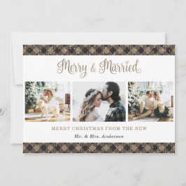 Feliz de Xadrez russa e cartão de Natal casado