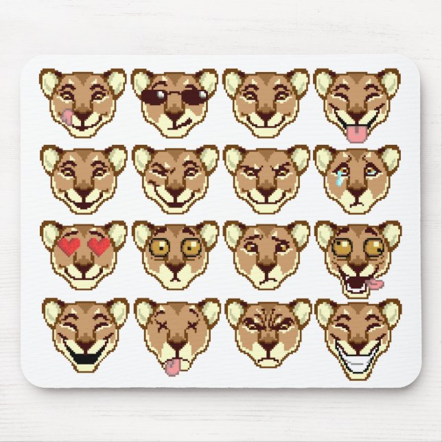 Feliz desenho animado Lioness emoticon Mousepad (Frente)