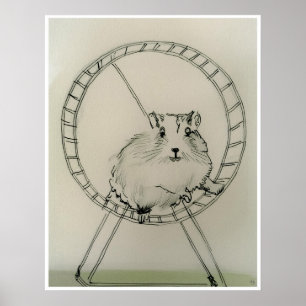 Feliz Desenho de Hamster - Impressão de Arte