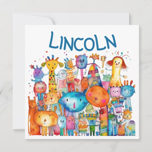 Feliz Desenho infantil Animais de criação (Frente)