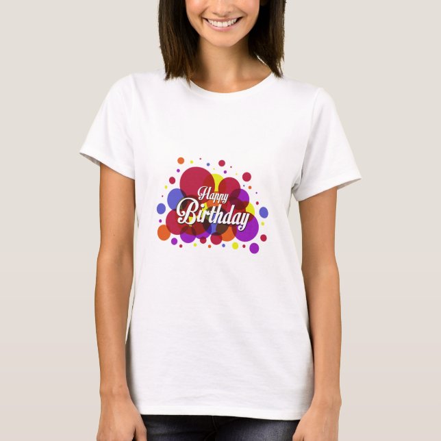 Feliz Design de Camisa de Aniversário Colorida! (Frente)