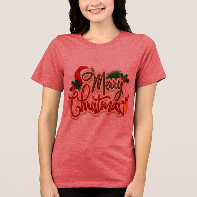 Feliz Design de Natal para a camisa do Holiday Gif (Frente)