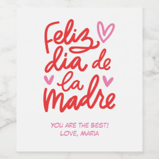 Feliz dia da madre - Etiquetas de vinho personaliz