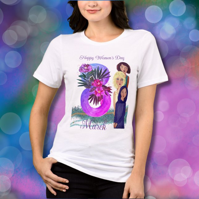 Feliz Dia da Mulher | 8 de março luz (Happy Women's Day _ March 8th light Tri-Blend Shirt)