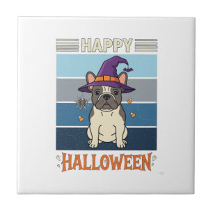 Feliz Dia das Bruxas Bulldogue Francês Bruxa Teia