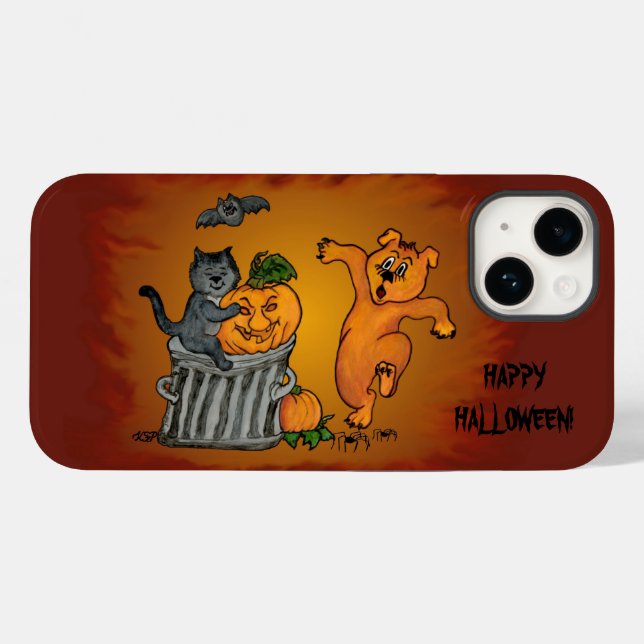 Feliz Dia das Bruxas! Cão de Bat Cat e Aranha (Verso (horizontal))