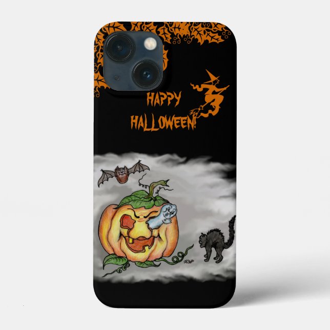 Feliz Dia das Bruxas com Ghost Cat Bat Pumpkin (Verso)