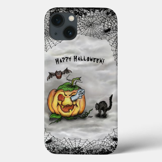 Feliz Dia das Bruxas com Ghost Cat Bat Pumpkin (Verso)