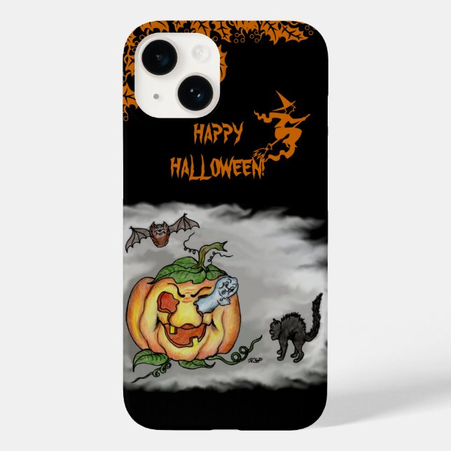 Feliz Dia das Bruxas com Ghost Cat Bat Pumpkin (Verso)