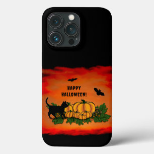 Feliz Dia das Bruxas, Gato Negro, Bat e Abóbora