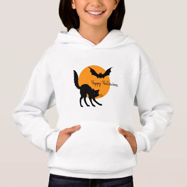 Feliz Dia das Bruxas Negro Gato e Bat (Frente)
