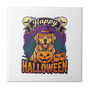 Feliz Dia das Bruxas Retriever Dourado Chapéu de B