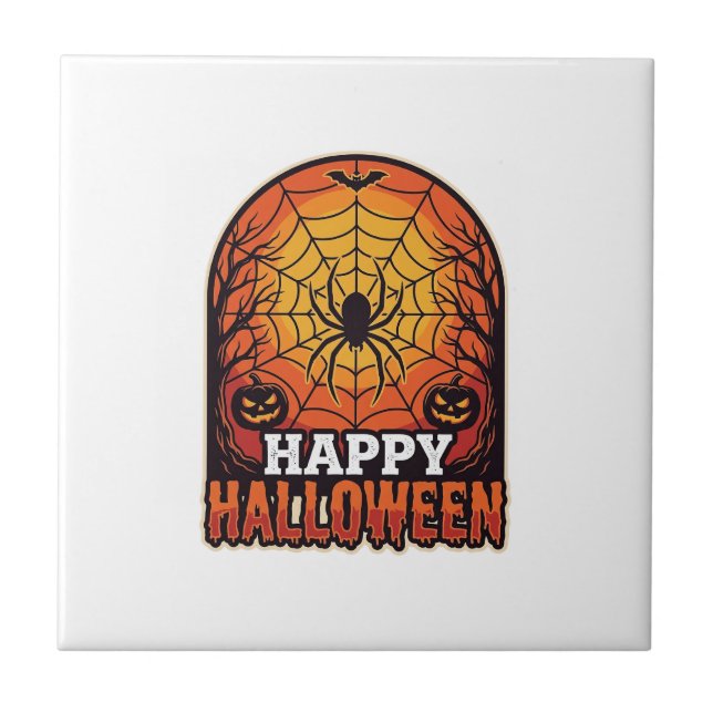 Feliz Dia das Bruxas Teia de Aranha Desenho de Gra (Frente)