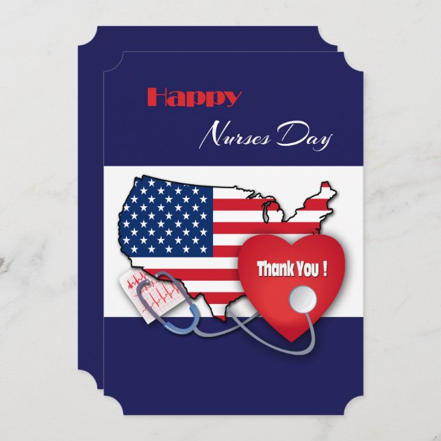 Feliz Dia das Enfermeiras. Cartão Plano Patriótico (Frente/Verso)