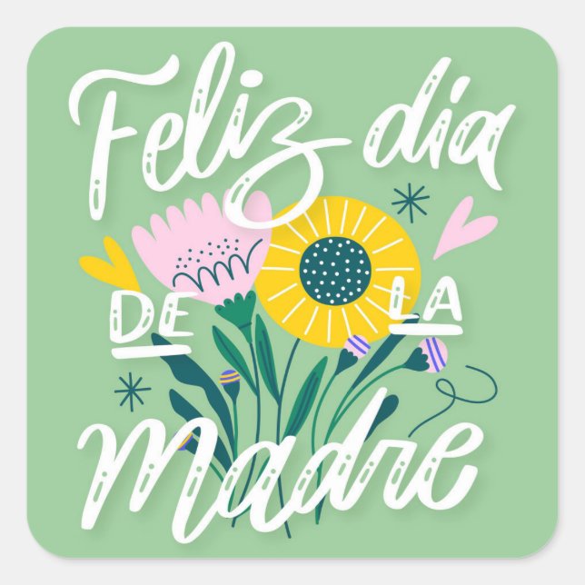 Feliz Dia Das Mães Adesivo Quadrado (Frente)