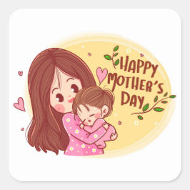 Feliz Dia das Mães  Adesivo Quadrado