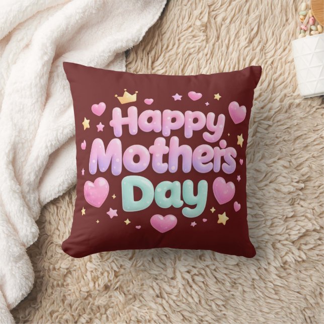 Feliz Dia das Mães Almofada de Letras Bolha Fofa (Cobertor)