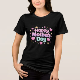 Feliz Dia das Mães Camiseta Letra Bolha Fofa
