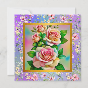 Feliz Dia das Mães Cartão de Rosa em Aquarela Eleg