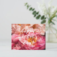 Feliz Dia das Mães! Cartão Postal de Peônias Rosa