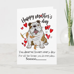 Feliz Dia das Mães do seu cartão de cachorro Bulld