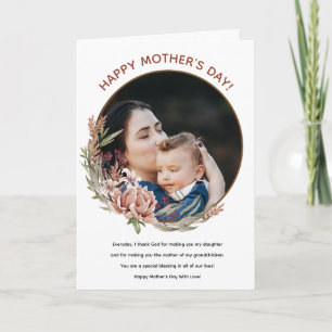 Feliz Dia das Mães Floral Foto Cartão para Filha