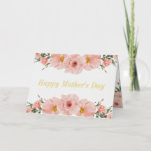 Feliz Dia das Mães Flores Rosa Foto Dourada