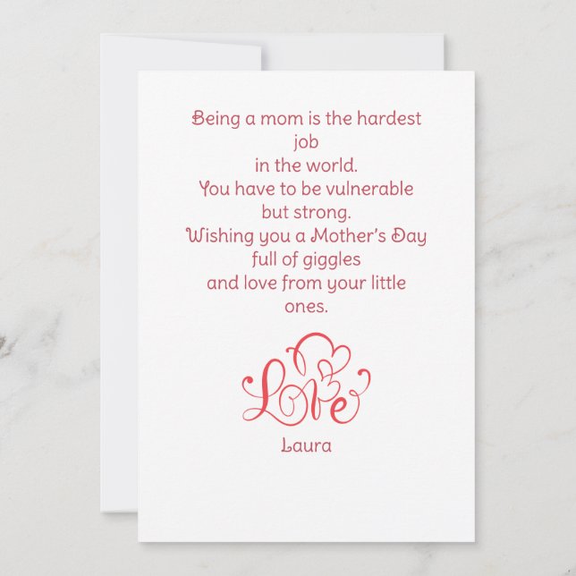 Feliz dia das mães foto simples e doce da mamãe e  (Verso)