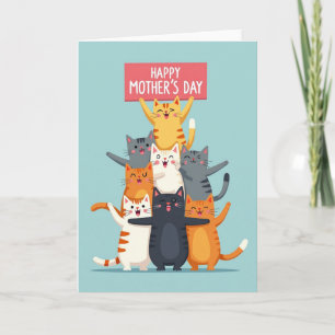 Feliz Dia das Mães Gatos Cartão